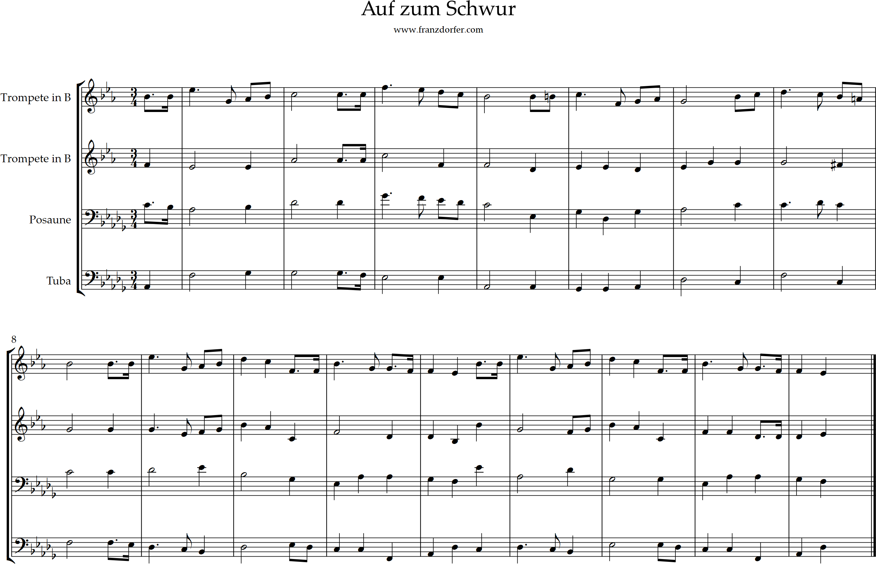 noten für brassquartett, Aufzum Schwur